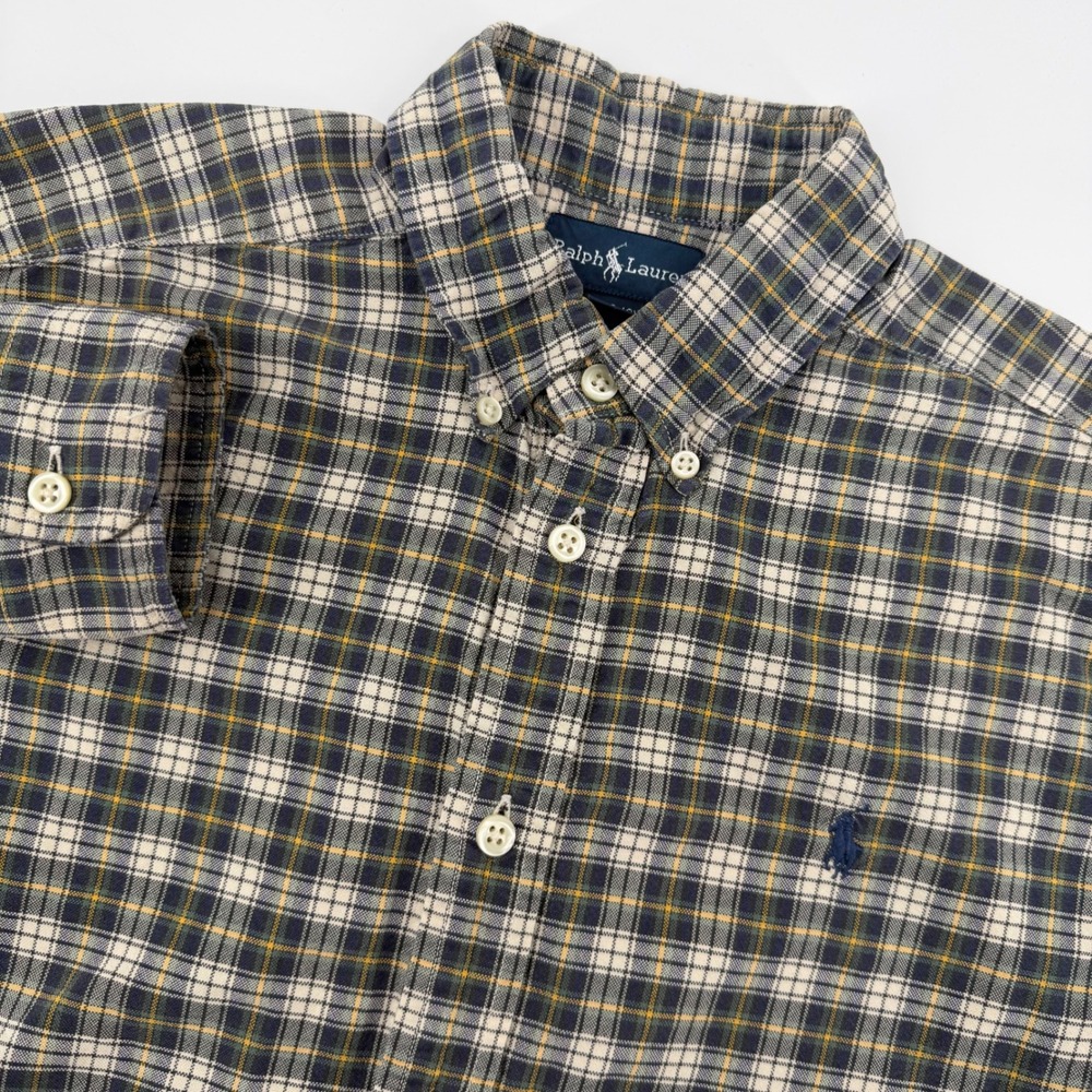 Ralph Lauren Kids Plaid Button‎ Down Shirt Long Sleeve Cotton Size Large 14/16